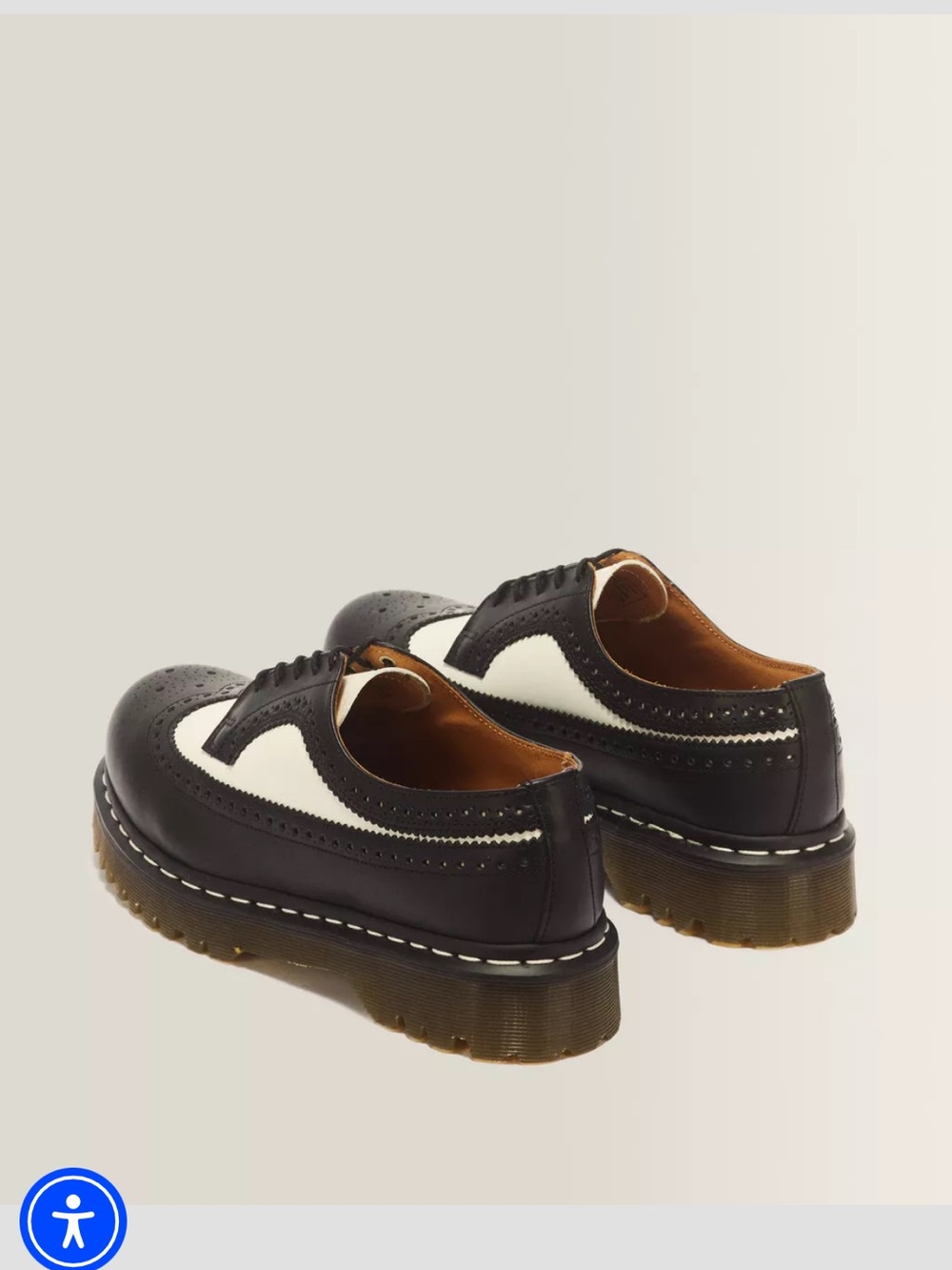 Dr. Martens 3989 Bex Smooth Leather Brogue Shoes, Black & White, Made in England - Picture 2 of 16